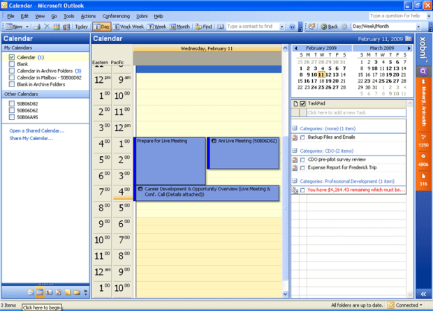 Tasks in Calendar view